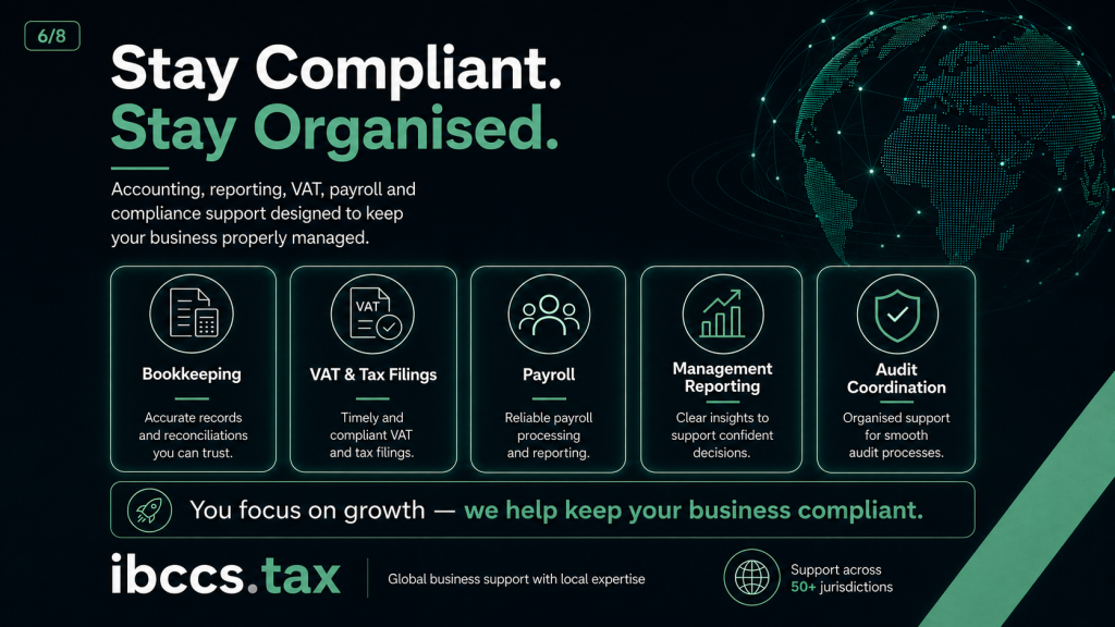 Accounting VAT payroll reporting and compliance support for businesses