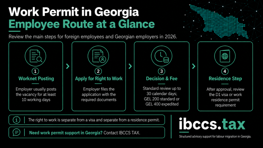 Work permit in Georgia for employees showing the main employer-led process for foreign nationals
